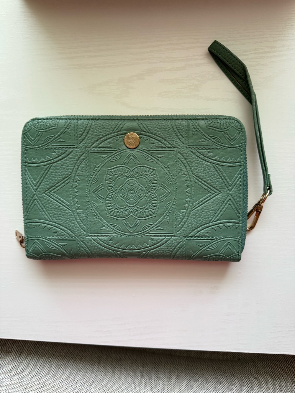 Embossed Green Wristlet Wallet
